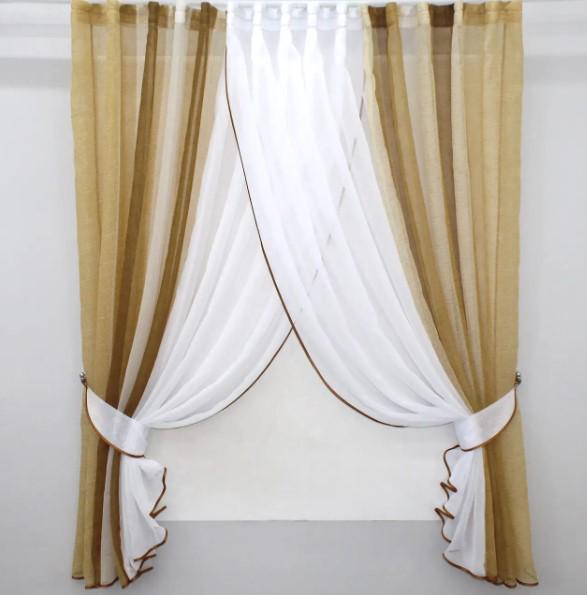 Занавеска на кухню/балкон 400х170 см Коричневый/Белый (111к) Занавеска на кухню/балкон 400х170 см Коричневый/Белый (111к)