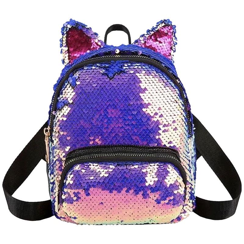 Рюкзак Mini с пайетками и с ушками 20х17 см Lilac (33423)