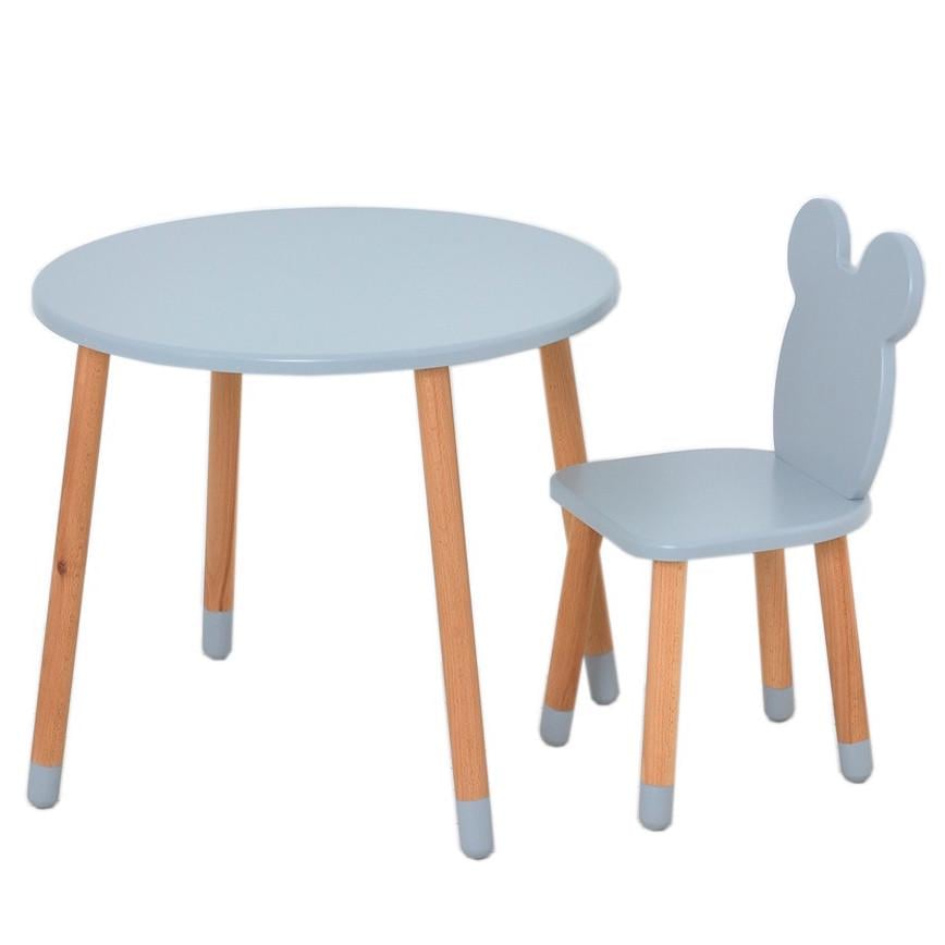 Дитячий стіл зі стільцем Bambi комбінований 60х60х53 см Сірий (KL-154-R-47)