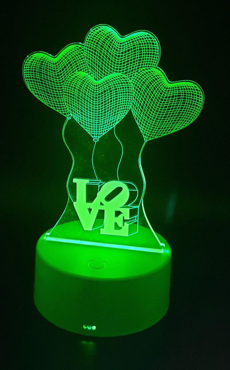 3D LED нічник світильник 16 кольорів LOVE - фото 4