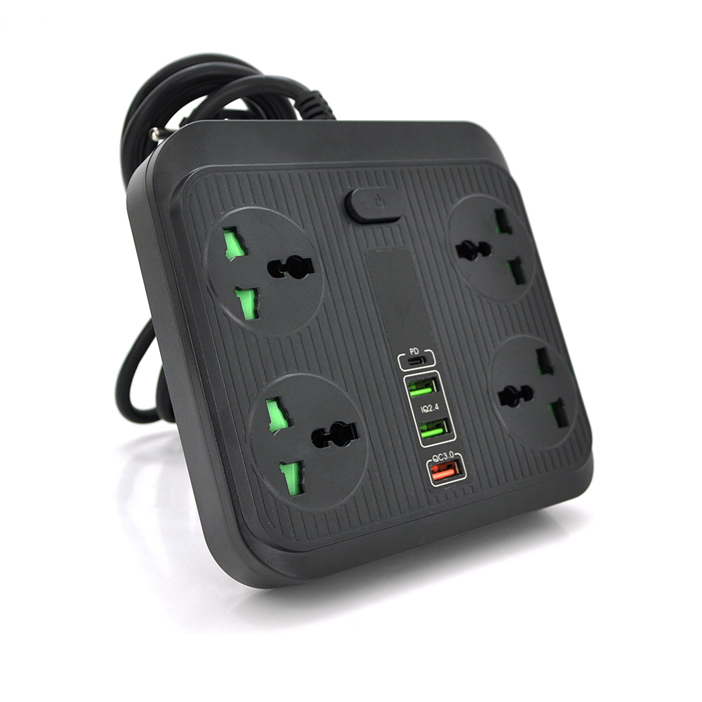 Удлинитель VOLTRONIC USB 4 розетки/2 USB/1 PD 2 м 3000 Вт Черный (YUT_V2179)