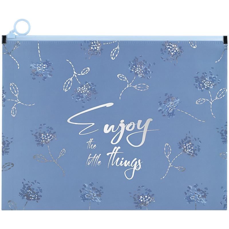 Папка на молнии zip-lock Axent Flower Symphony-3 A4+ Синий (1497-46-A)