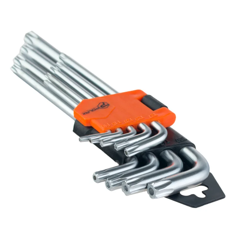 Набір шестигранних TORX ключів Polax Г-подібних подовжених 9 предметів Т10-Т50 Cr-V (25-008) - фото 3