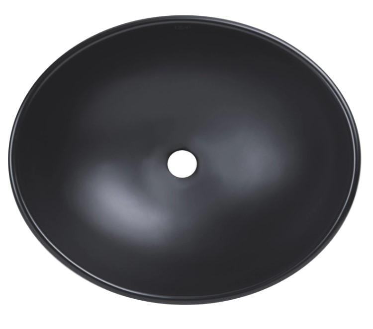 Раковина накладная Qtap Dove 415x340x140 мм овальная без донного клапана Matt Black (QT06116062AMB)
