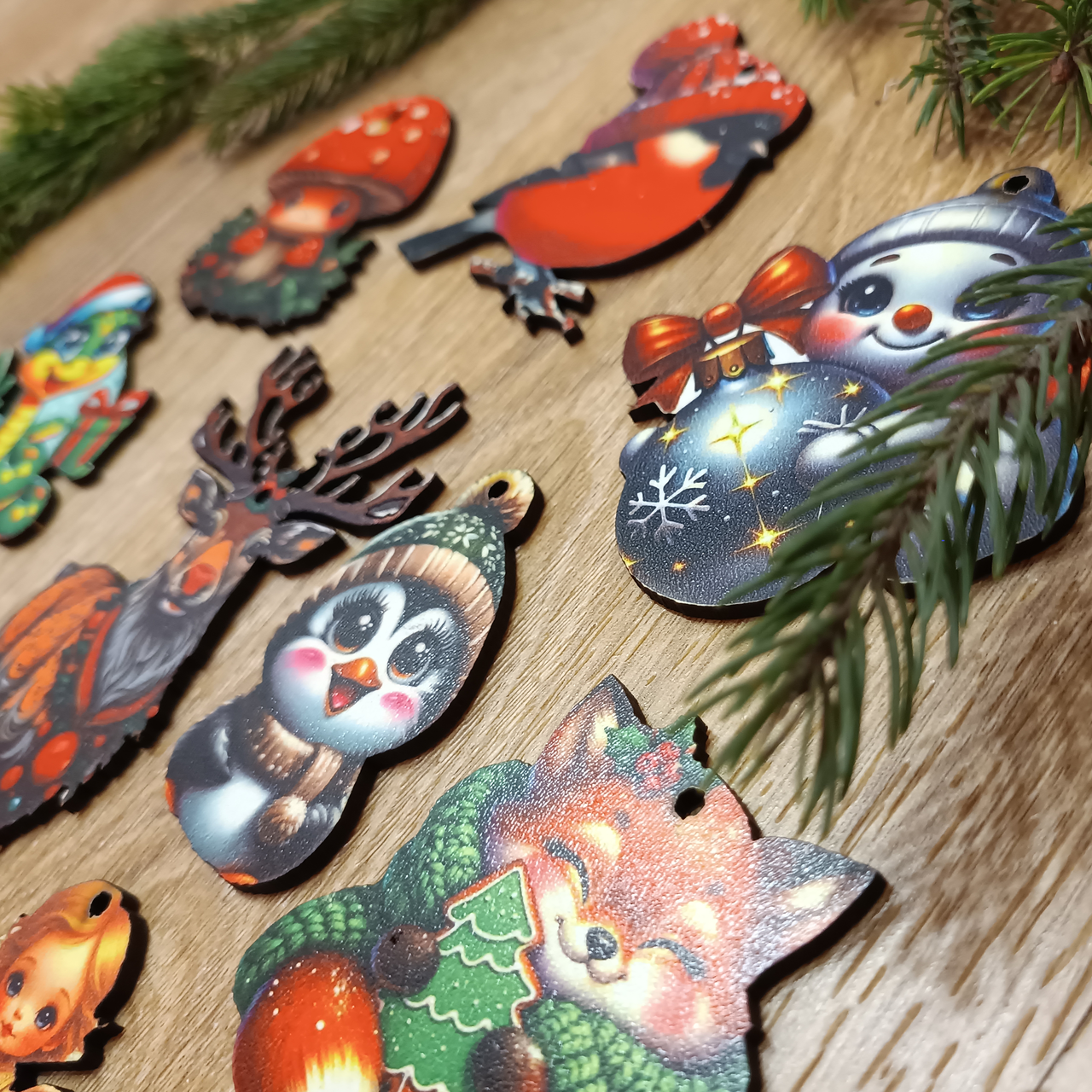 Подарочный набор деревянных эко-игрушек на елку Luxyart 16 шт. (DN-750) - фото 5 Подарочный набор деревянных эко-игрушек на елку Luxyart 16 шт. (DN-750) - фото 5