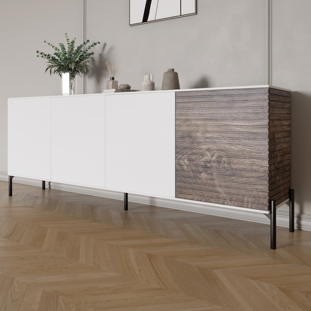 Комод Lion Грей 204x38x76,5 см Нимфея Альба/Дерево (LION-042509)