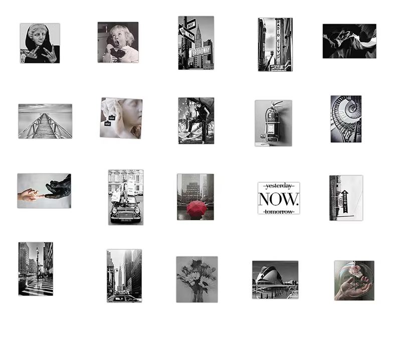 Набор наклеек Абстракция черно-белые в стиле фото для гаджета/телефона 20 шт. (10030)