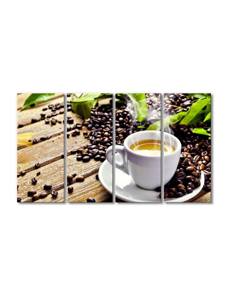 Картина модульная Ранний кофе 4 модуля 60x90 см