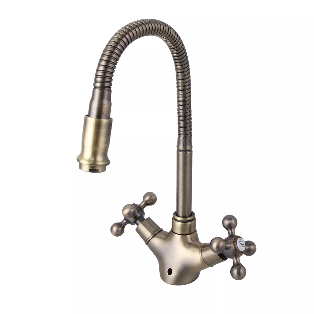 Змішувач для кухні Frap F4319-4 з гнучким виливом Бронзовий