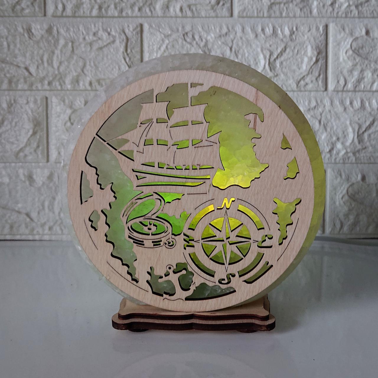 Соляной светильник Корабль и компас (KБ-00023-g)