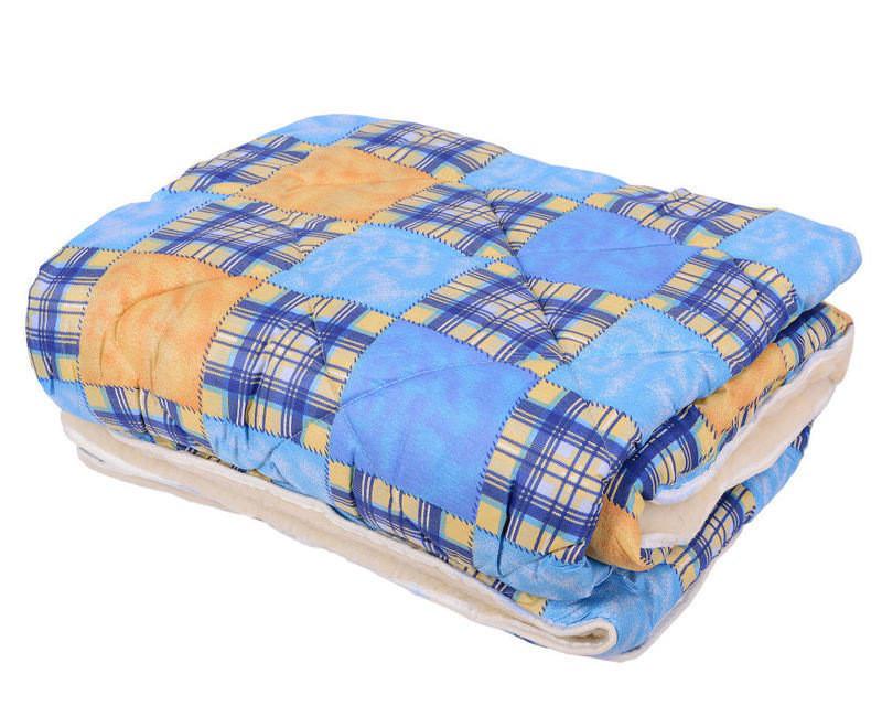 Одеяло двуспальное из овечьей шерсти Лери Макс Синий