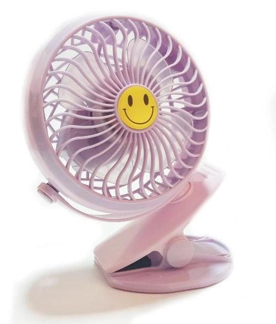Вентилятор акумуляторний UKC GF-175 від USB настільний з прищіпкою Рожевий