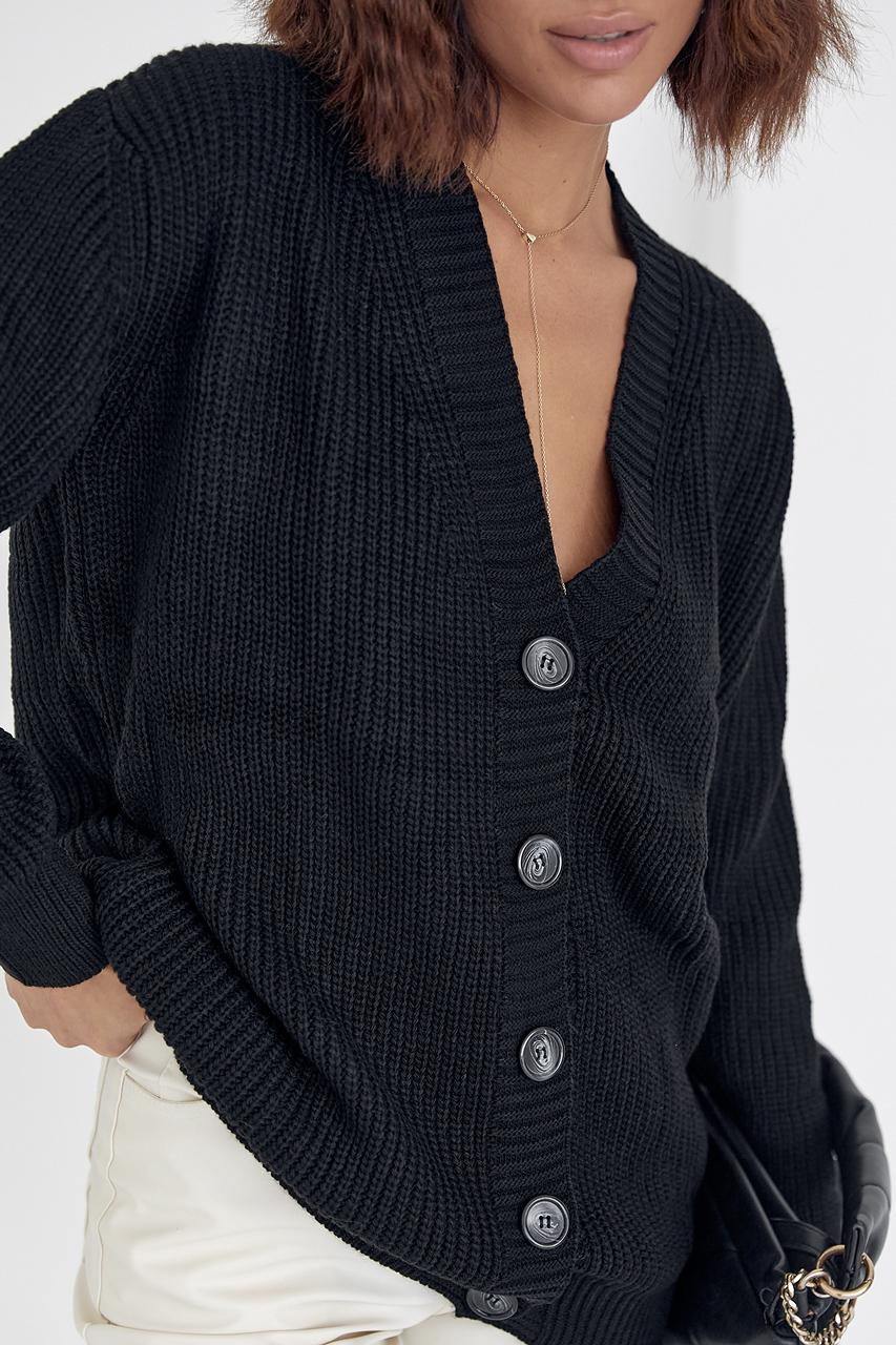 Кардиган жіночий S-L-XL Чорний (194423) - фото 4 Кардиган жіночий S-L-XL Чорний (194423) - фото 4