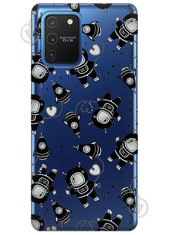 Прозрачный силиконовый чехол iSwag для Samsung Galaxy S10 Lite с рисунком - Космонавты (KS3444)
