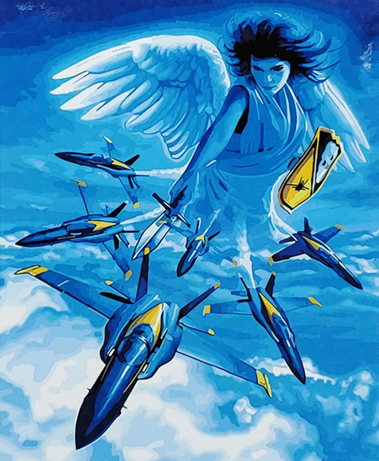 Картина по номерам Strateg Премиум Ангел-хранитель Украины с лаком и уровнем 40x50 см (SY6933)