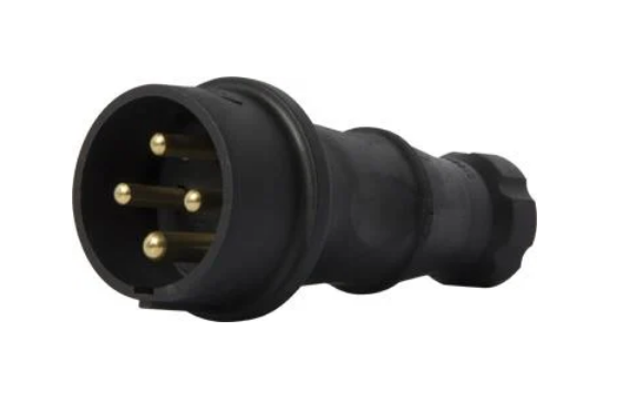 Силова вилка E.NEXT e.plug.rubber.070.32 3P+N 32А 250 В переносна каучук IP44 Чорний (s9100032)