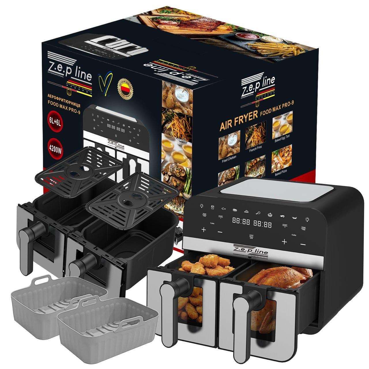 Аэрофритюрница двухкамерная ZepLine ZP-0218 с силиконовыми формами 12 л 4200 Вт (2849270979) Аэрофритюрница двухкамерная ZepLine ZP-0218 с силиконовыми формами 12 л 4200 Вт (2849270979)
