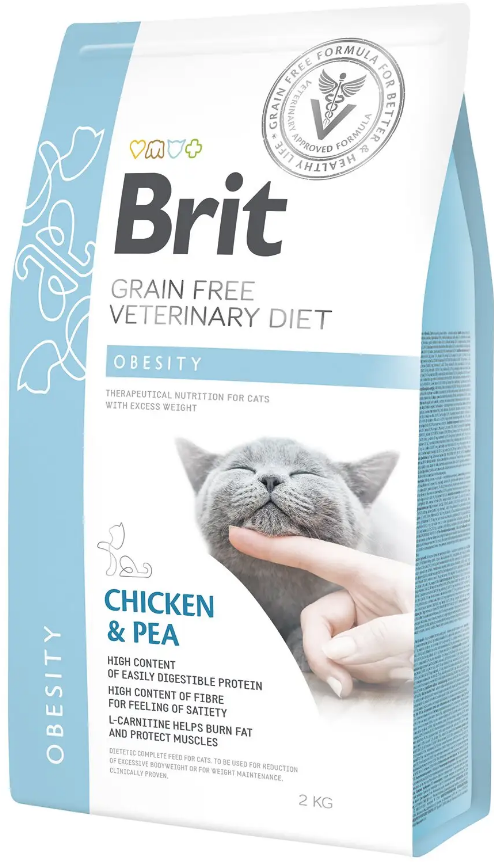 Беззерновой корм для кошек для снижения веса Brit GF Veterinary Diet Obesity с курицей 2 кг (1789925476) - фото 1