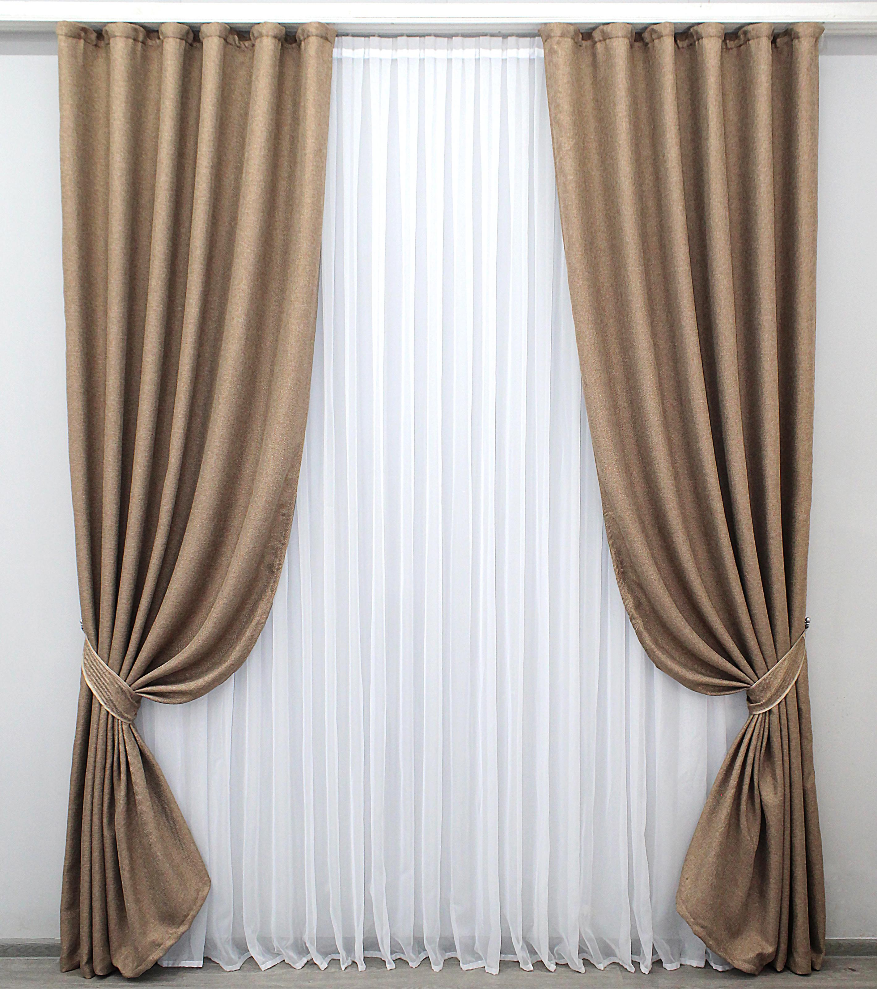 Комплект штор VR-Textil Мешковина № 825ш лен-блэкаут 150х270см 2 шт. Темно-бежевый (30-610)