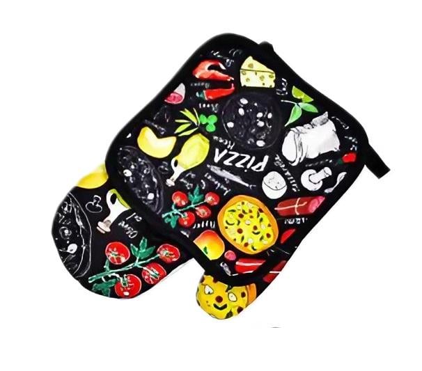 Набор кухонных перчаток Stenson R89663 Pizza хлопок/полиэстер яркий принт 2 шт. (592792)