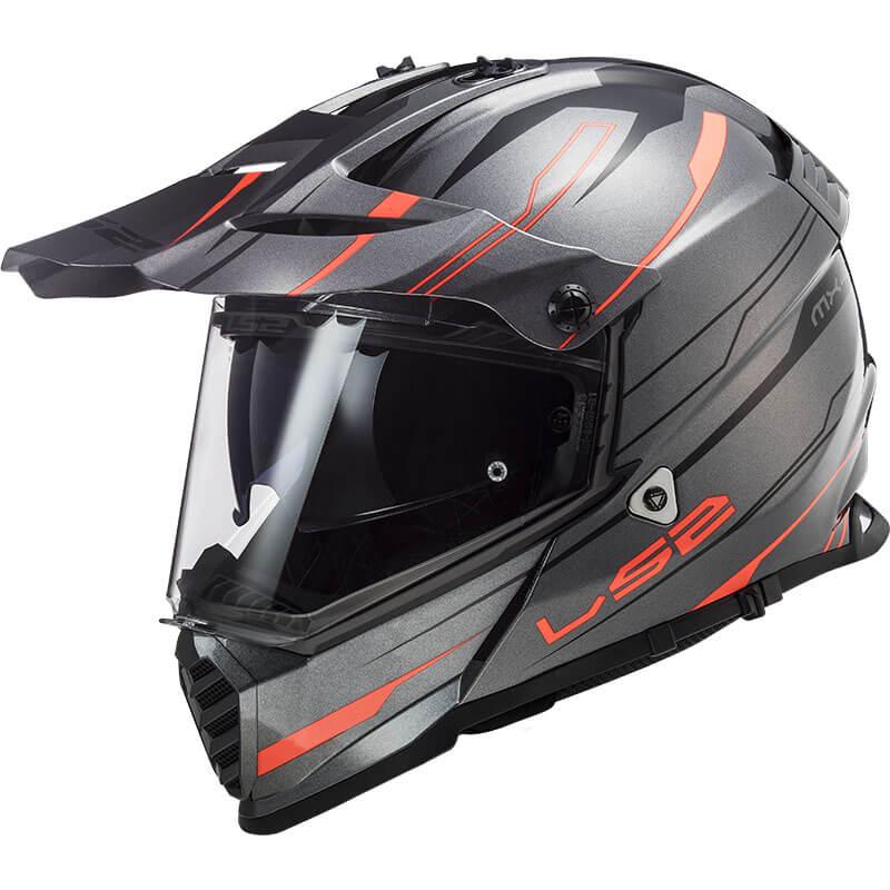 Мотошлем LS2 MX436 Pioneer EVO KNIGHT M Titanium/Orange (13743)