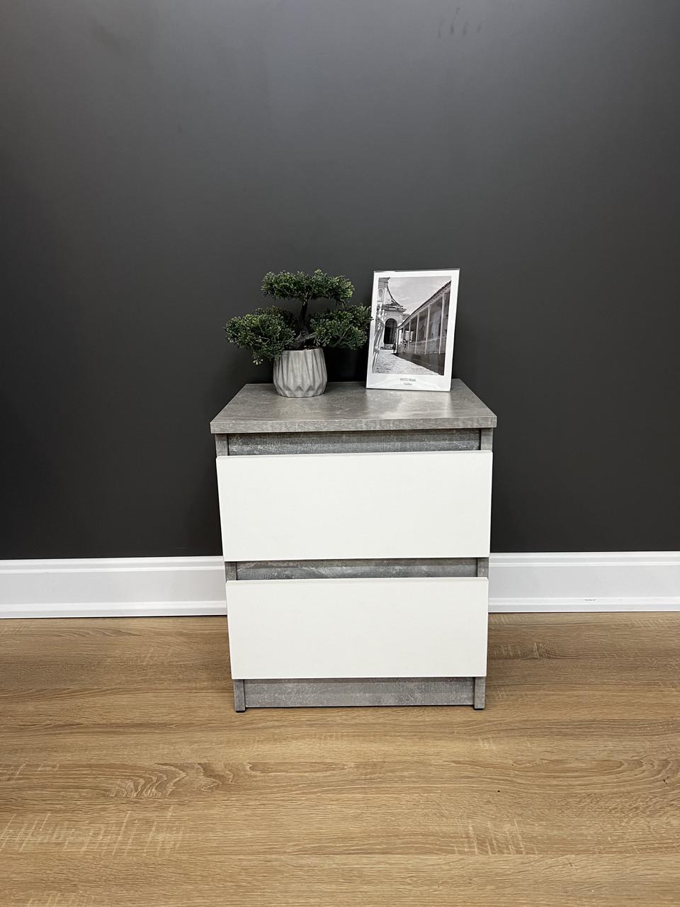 Приліжкова тумба Кватро 2 шухляди 400х480х340 мм Бетон/Білий - фото 6 Приліжкова тумба Кватро 2 шухляди 400х480х340 мм Бетон/Білий - фото 6