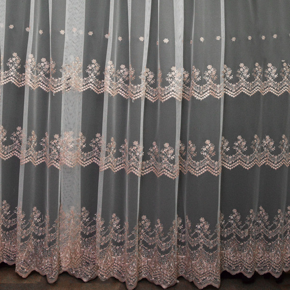 Тюль фатин IDEIA Марфа V-03 3,0 м c вышивкой Пудра (2200004164748)
