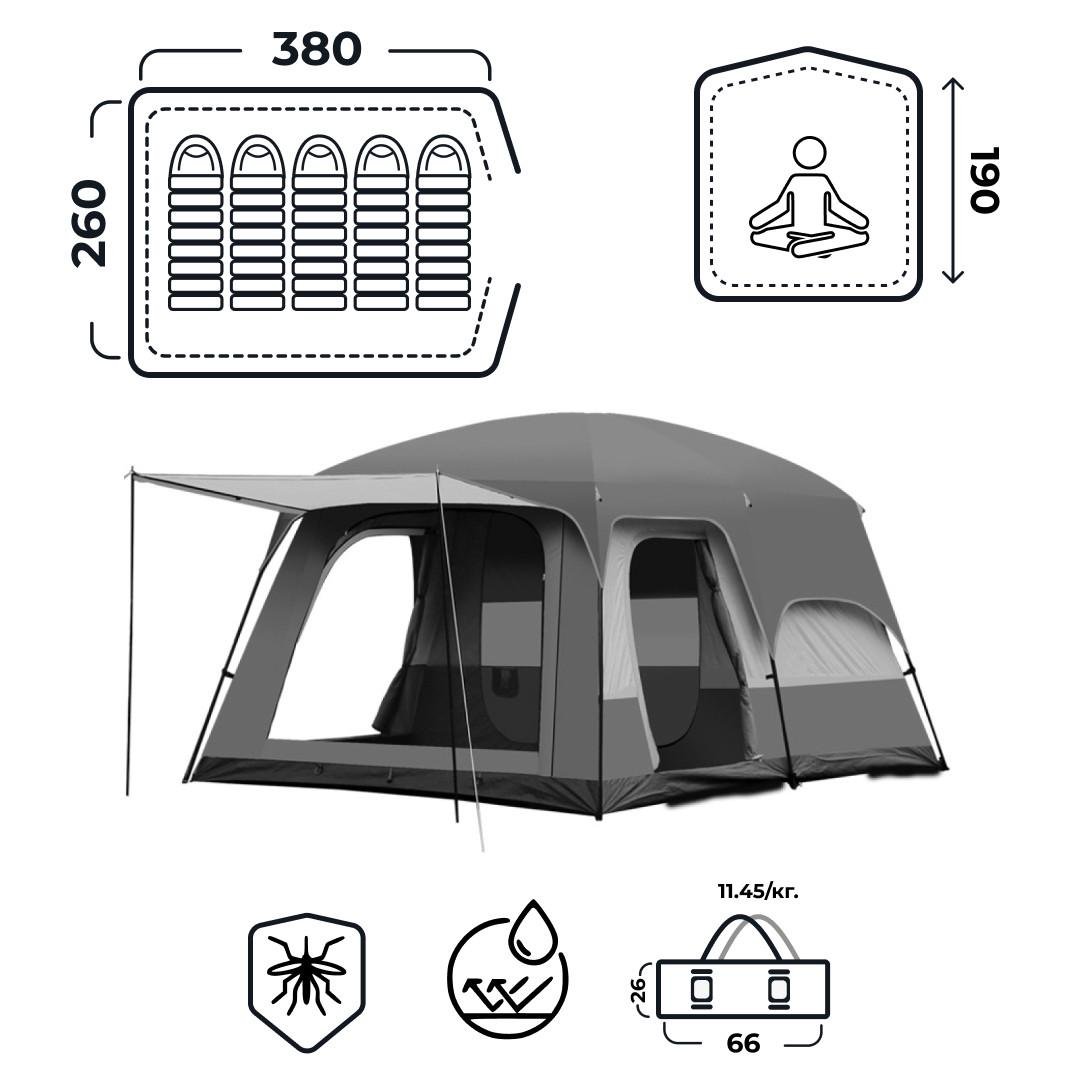 Намет кемпінговий на 6-8 осіб 380х260х190 см з тентом (LU006) - фото 2