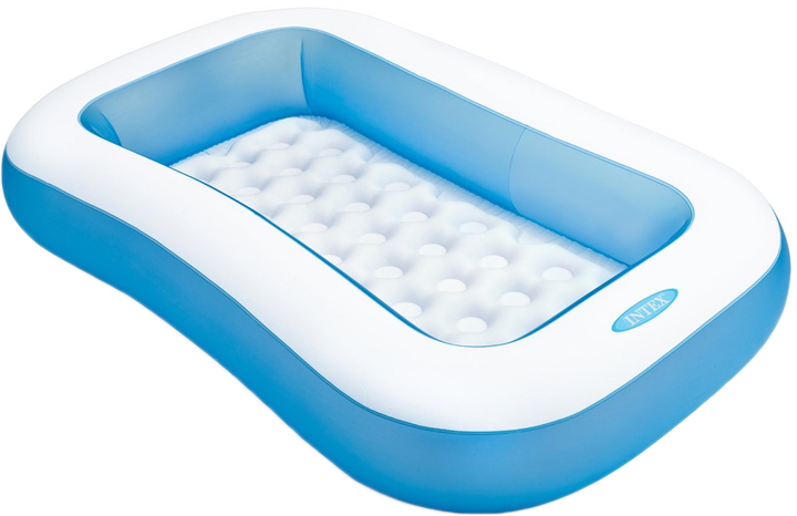 Басейн надувний дитячий Intex вініловий з надувним дном 166х100х28 см Синій (21-9-57403)