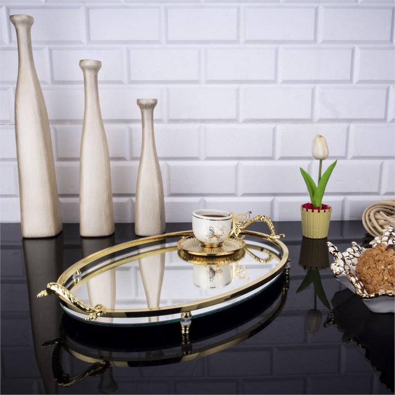 Таця металева Zeyve з дзеркальною підставою 42х27 см Золотий (OT3) - фото 3 Таця металева Zeyve з дзеркальною підставою 42х27 см Золотий (OT3) - фото 3