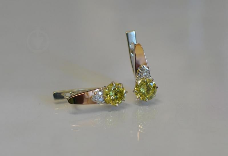 Серебряные серьги Sil с золотыми вставками 124s-9 Желтый (Sil-782)