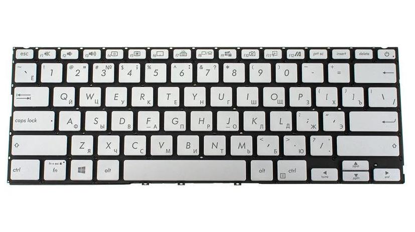 Клавиатура для ноутбука Asus X432 series rus без фрейма/подсветки клавиш Silver (170108)