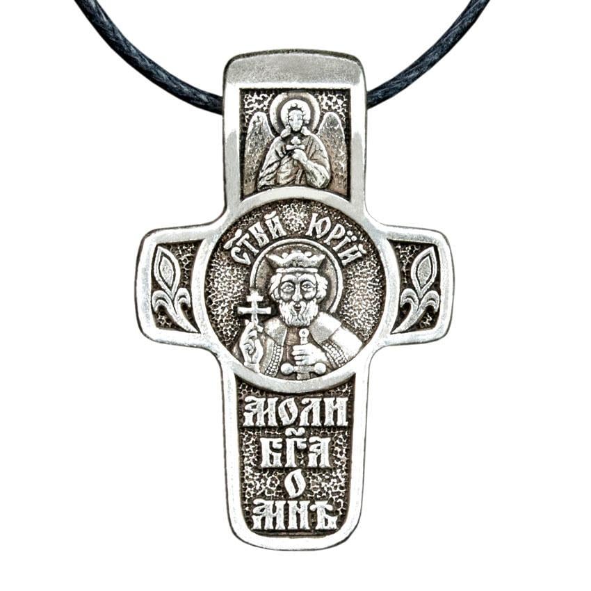 Крест нательный посеребренный Юрий Святой Благоверный Великий Князь Юрий 3х1,8х0,2 см (19562)