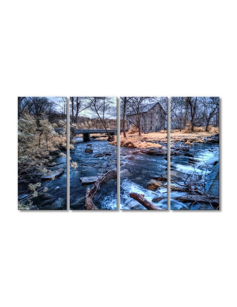 Картина модульная Пенсильвания домик ручей 4 модуля 120x180 см