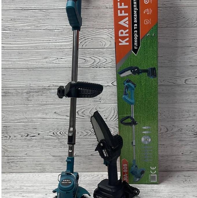 Тример акумуляторний KRAFFTEC 2в1 з електропилкою 6" 3000W 48V (NM8851) - фото 2