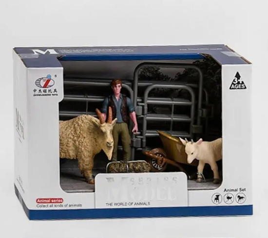 Набор животных Q 9899 X 19 Сельскохозяйственные животные 9 элементов/2 животных/фермер/вольер/аксессуары