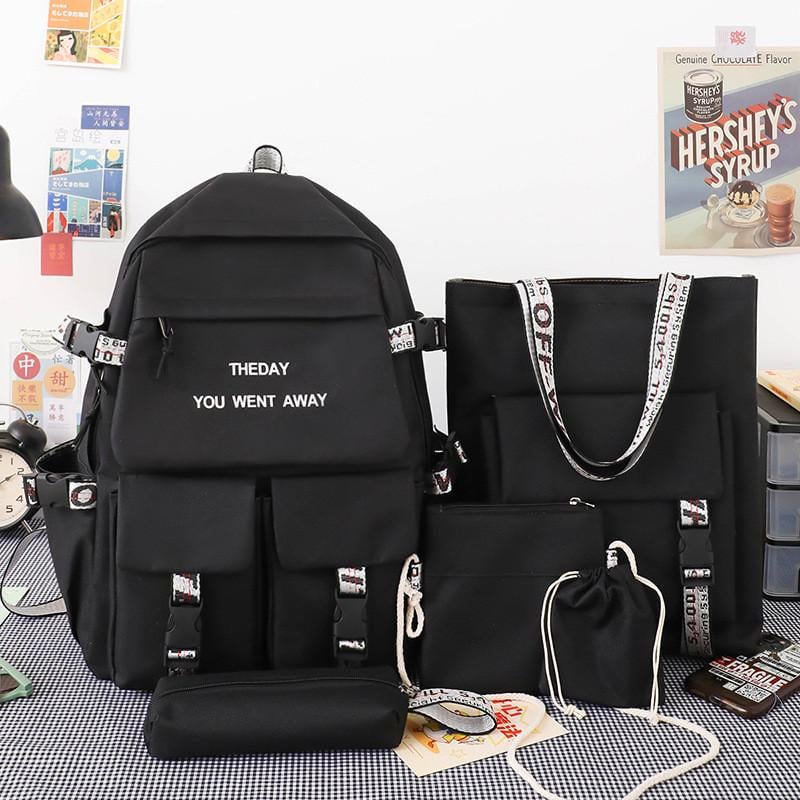 Рюкзак для девочек 5в1 1988-3 40х30 см Черный