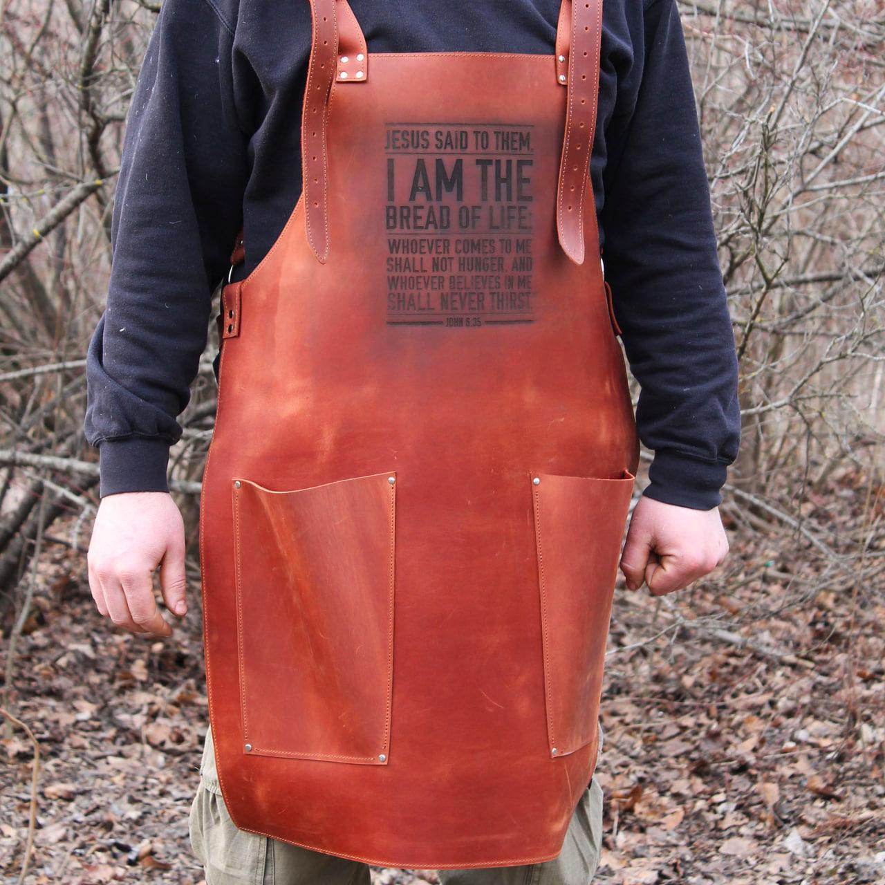 Фартук для гриля из натуральной кожи с гравировкой 2 мм (SP00403) - фото 7 Фартук для гриля из натуральной кожи с гравировкой 2 мм (SP00403) - фото 7