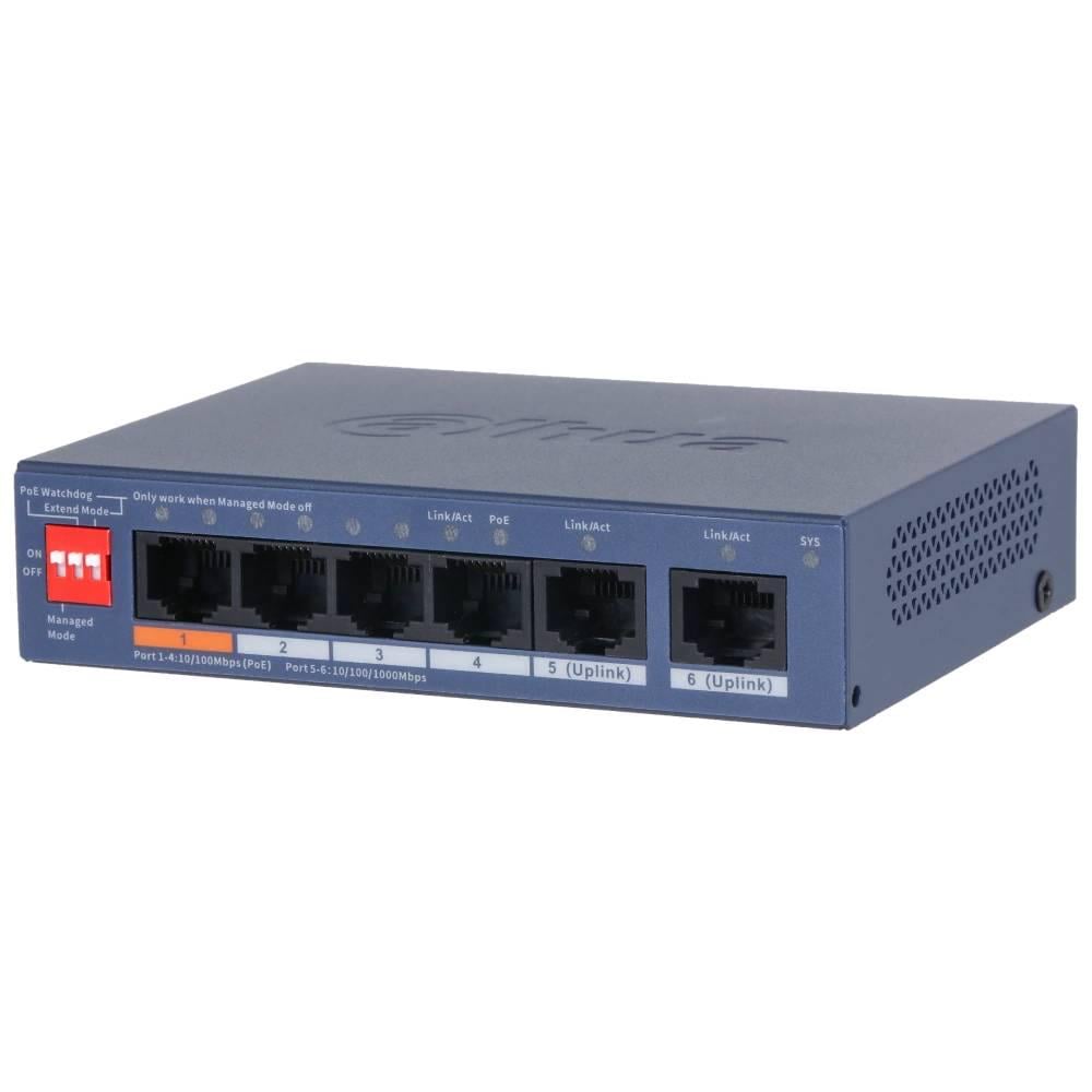Комутатор керований PoE DH-CS4006-4ET2GT-60 4 порти 60 Вт (28510)
