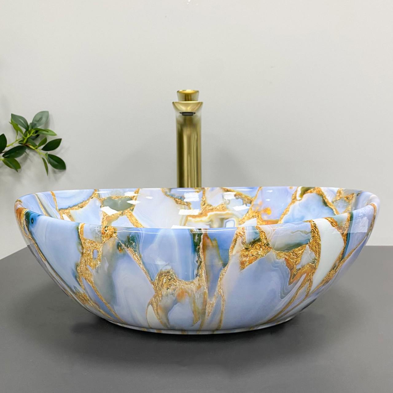 Умивальник VBI Parma Marble накладний Blue - фото 5