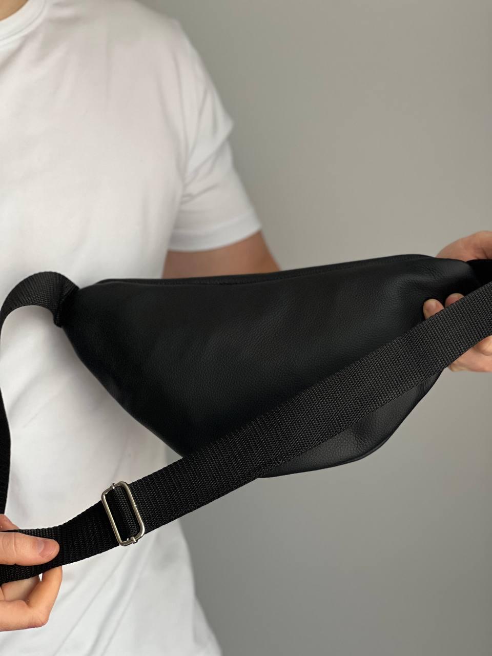 Сумка бананка на пояс мужская натуральная кожа флотар Черный (43593959) - фото 2 Сумка бананка на пояс мужская натуральная кожа флотар Черный (43593959) - фото 2