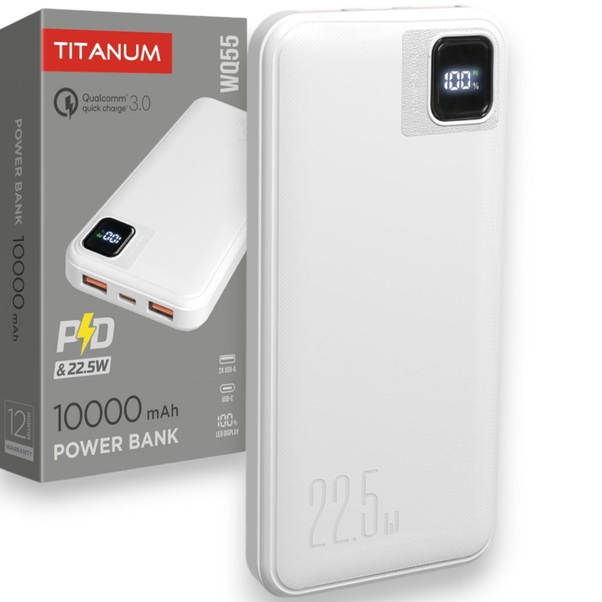 Повербанк TITANUM WQ55 22,5W 10000 mAh Білий