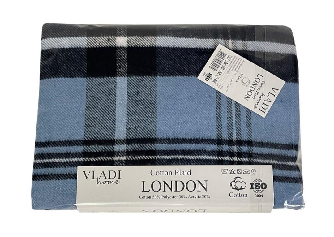 Плед хлопковый Vladi Палермо 140х200 клетка Синий