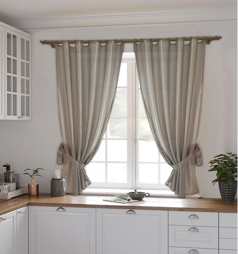 Комплект тюль на кухню сітка 140х170 см 2 шт. Темно-коричневий (20306- 140-2) - фото 1