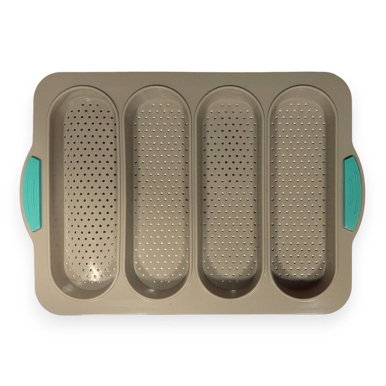 Форма для випікання багетів LuxShine G123 Mini Baguette 4в1 перфорована силіконова Бежевий (205292-беж) - фото 3