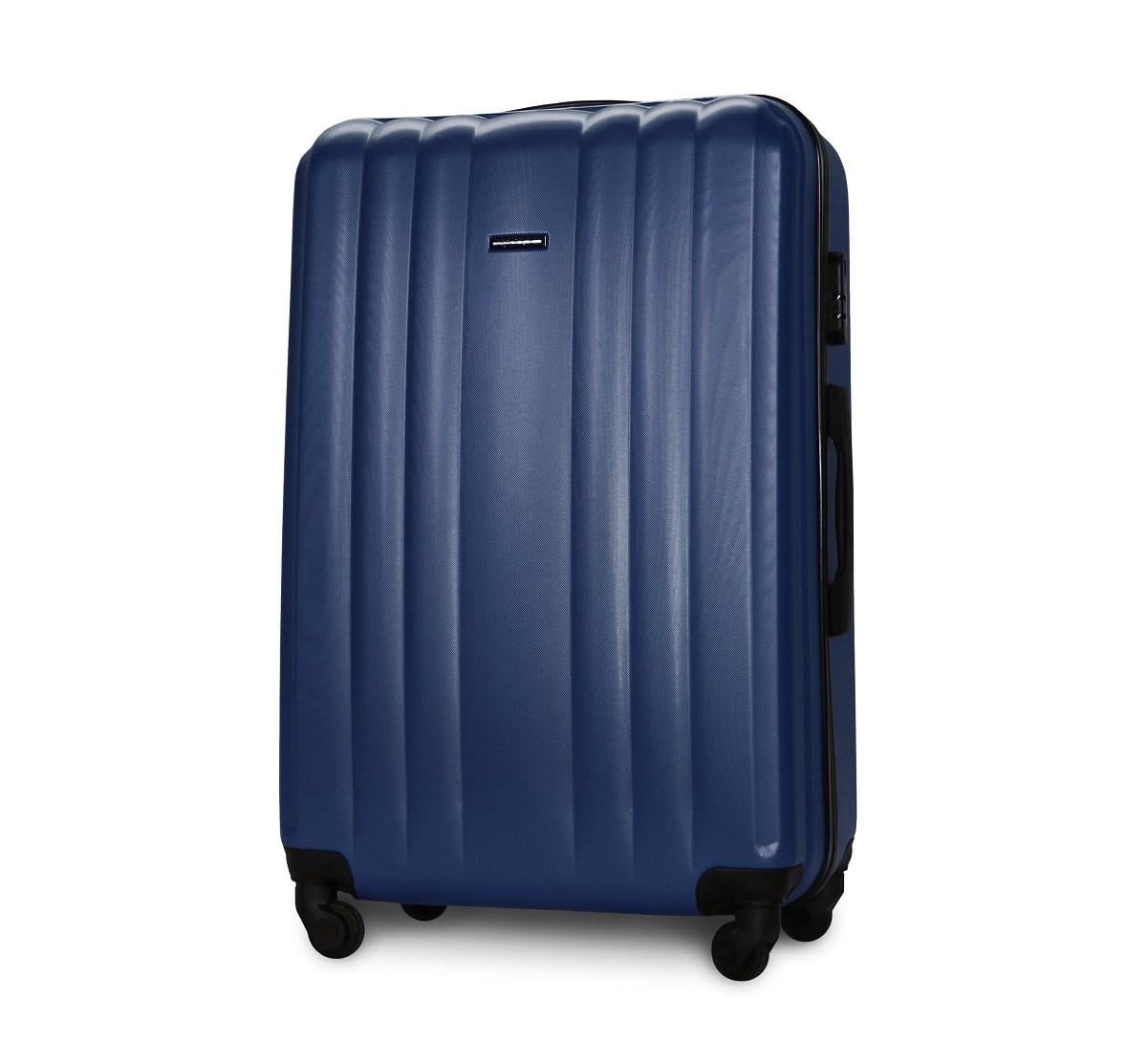 Чемодан Fly 614 большой пластиковый 74х49х28 см 94 л на 4 колесах Темно-синий