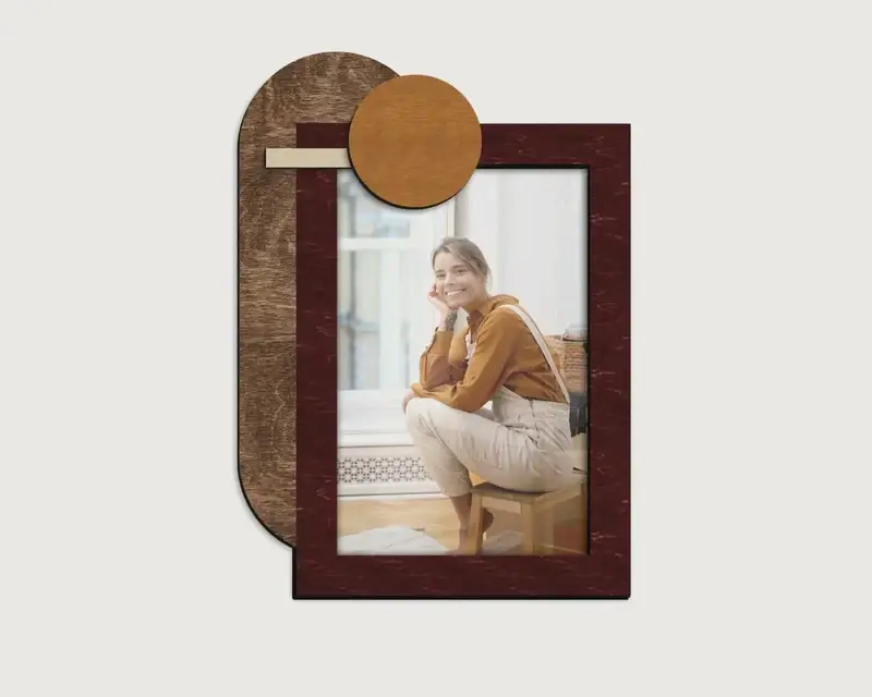 Фоторамка абстрактная на 1 фото Бордовый (boho_decor_circle-3) - фото 1