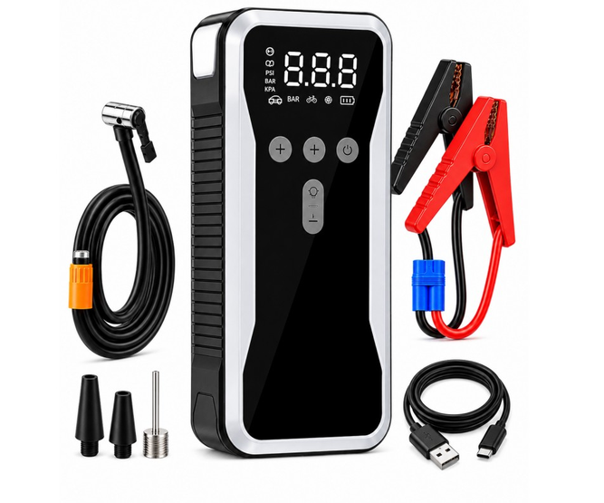 Пуско-зарядное устройство S3 10400 мАч 12 В с компрессором Power Bank цифровым дисплеем LED и SOS