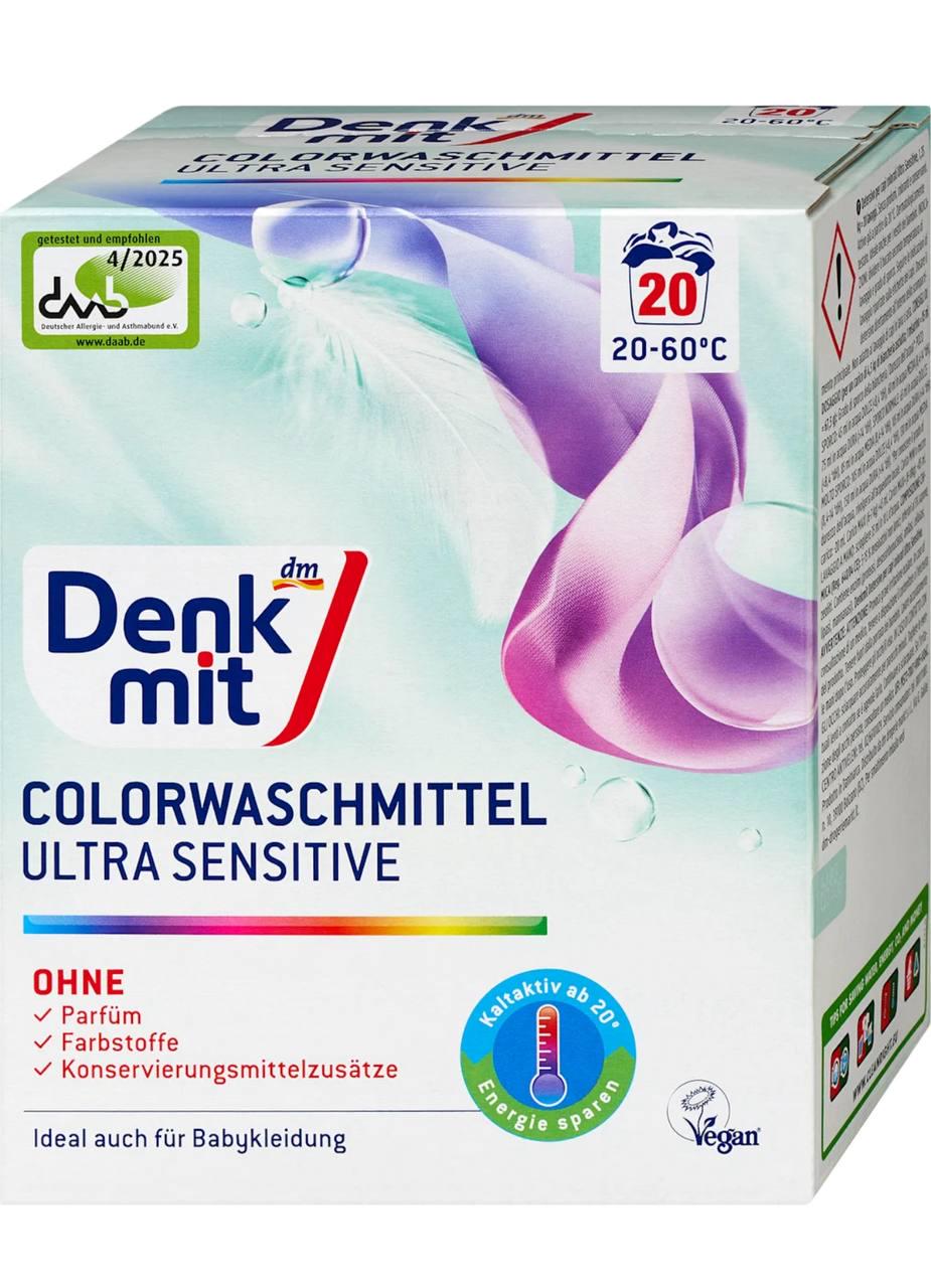 Порошок для прання кольорової білизни DenkMit Ultra Sensitive безфосфатний гіпоалергенний 20 прань Порошок для прання кольорової білизни DenkMit Ultra Sensitive безфосфатний гіпоалергенний 20 прань