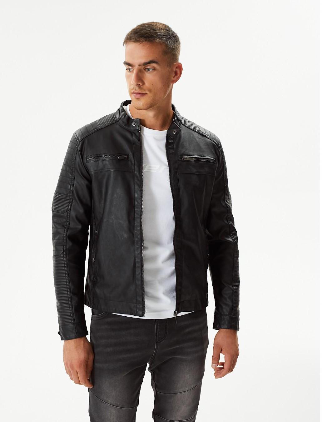 Куртка мужская из искусственной кожи Diverse LETON XXL Черный (5902598633330)